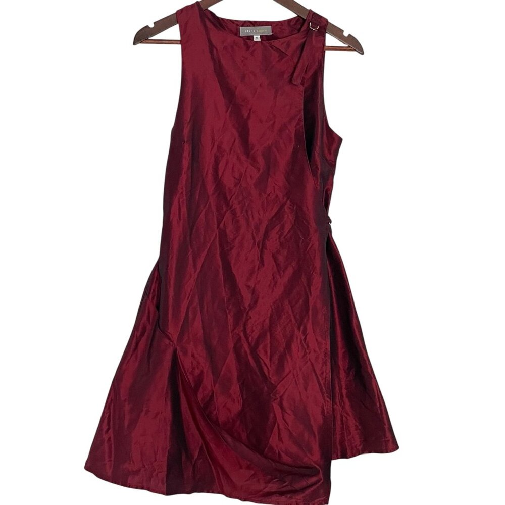 Vintage Y2K Stina Sayre Wrap Dress S Iridescent Red Steampunk Vamp Goth A Line
